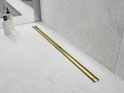 Mexen Flat 360° Slim Drehbarer Linienablauf 110 cm, gebürstetes Gold - 1A41110