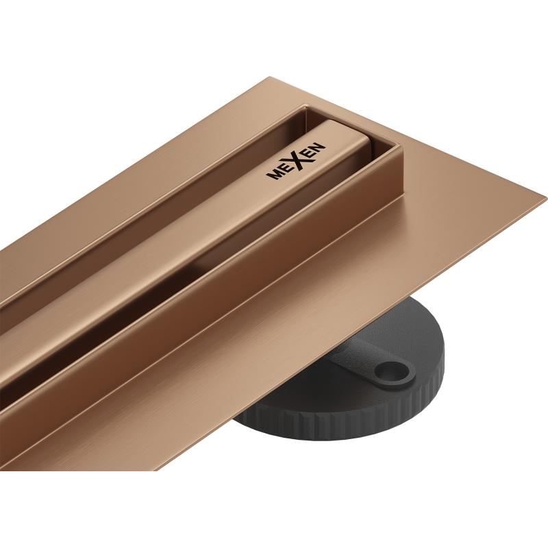 Mexen Flat 360° Slim drehbarer Linienablauf 110 cm, gebürstetes Kupfer - 1C41110