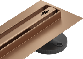Mexen Flat 360° Slim drehbarer Linienablauf 110 cm, gebürstetes Kupfer - 1C41110
