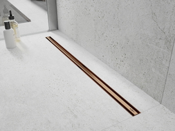 Mexen Flat 360° Slim 120 cm drehbarer Linienablauf, gebürstetes Kupfer - 1C41120