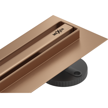 Mexen Flat 360° Slim drehbarer Linienablauf 130 cm, gebürstetes Kupfer - 1C41130