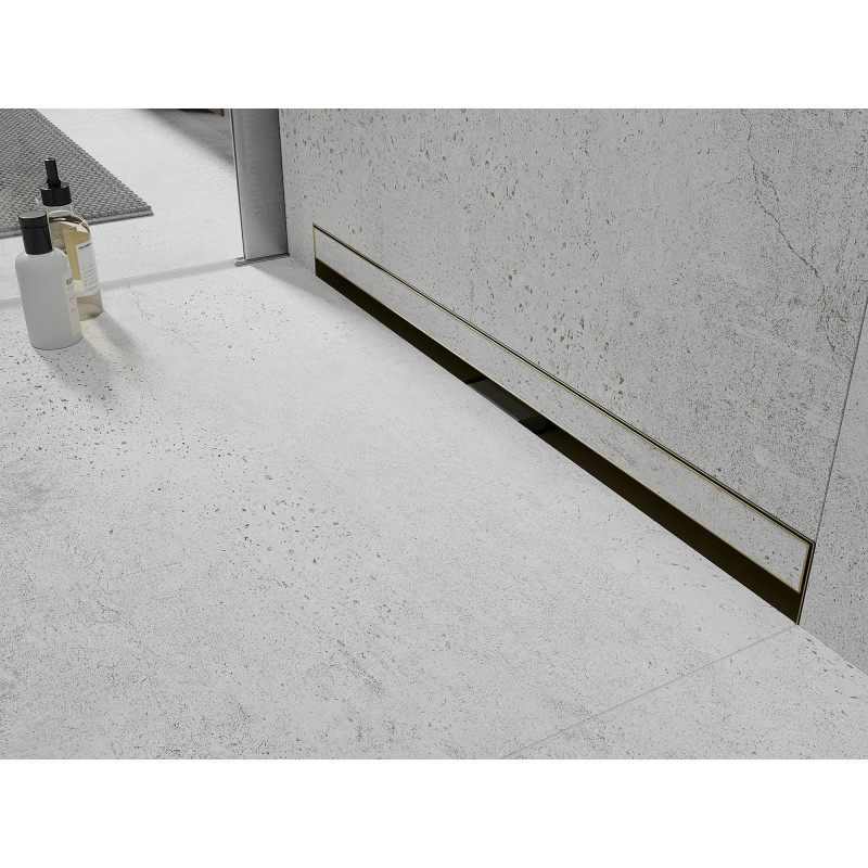 Mexen Flat Wall Wandlinie Abfluss 2-in-1 60 cm, gebürstet Gold - 1A30060