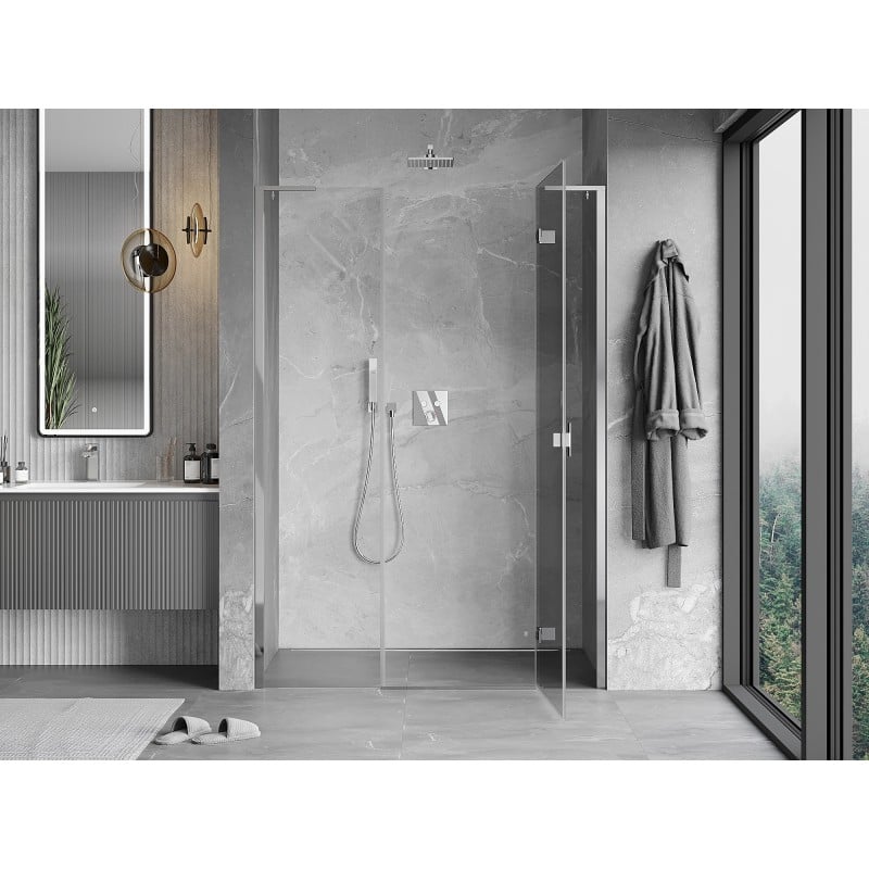 Mexen Mist-H L Duschdrehtür rechts 140 cm, transparent, Chrom - 8A5L-140-001-01-00-P