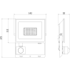 Mexen Luxpro LED-Fluter mit Bewegungssensor, 30W, Kalt - 6500K, 2700 lm, schwarz - L235-030-65-70