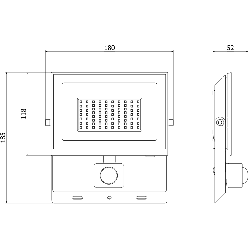 Mexen Luxpro+ LED-Strahler mit Bewegungsmelder, 50W, Kalt - 6500K, 5500 lm, schwarz - L236-050-65-70