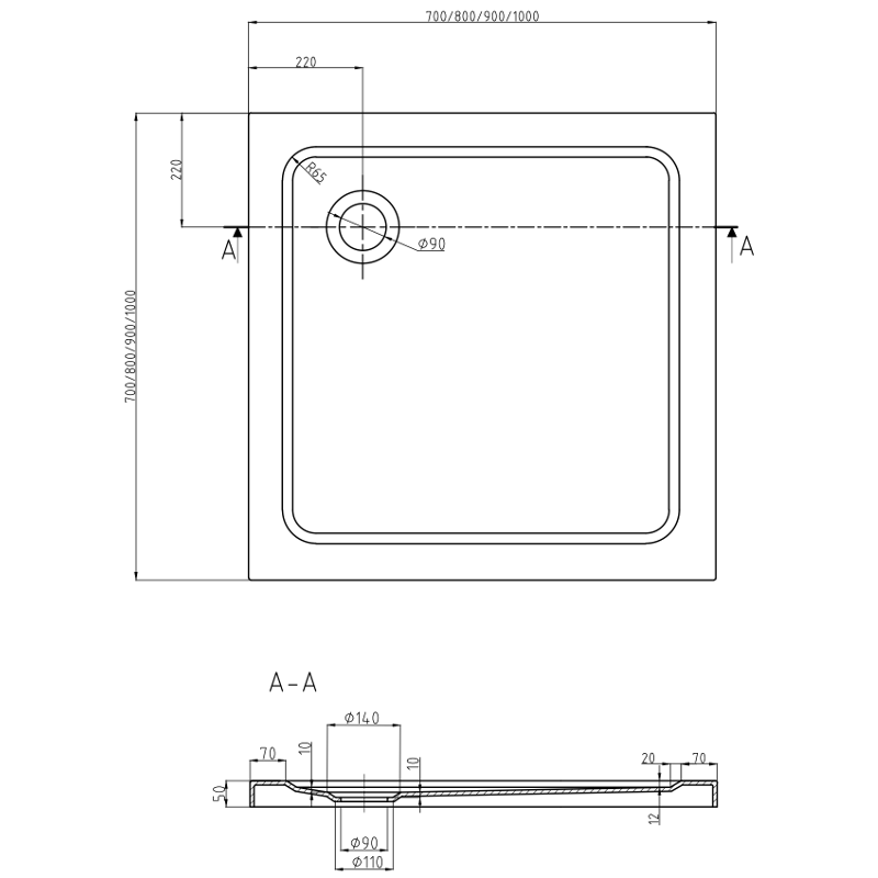 Mexen Roma Duschecke Türöffnung 80 x 80 cm, transparent, goldfarben + flacher Duschwanne - 854-080-080-50-00-4010