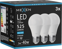 Mexen Nova 3x LED-Glühbirne E27, A60, 5W, Kalt - 6500K, 525 lm - L100-E27-0565-01x03