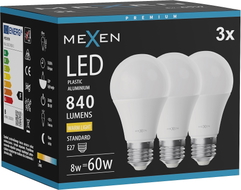 Mexen Nova 3x LED-Glühbirne E27, A60, 8W, Warm - 3000K, 840 lm - L100-E27-0830-01x03