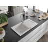 Mexen Pablo Granitspüle 1-Becken mit Abtropffläche 752 x 436 mm, weiß, Siphon Chrom - 6510751010-20