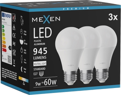 Mexen Nova 3x LED-Glühbirne E27, A60, 9W, Neutral - 4000K, 945 lm - L100-E27-0940-01x03