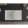 Mexen Pablo Granitspüle 1-Becken mit Abtropffläche 752 x 436 mm, weiß, Siphon Chrom - 6510751010-20