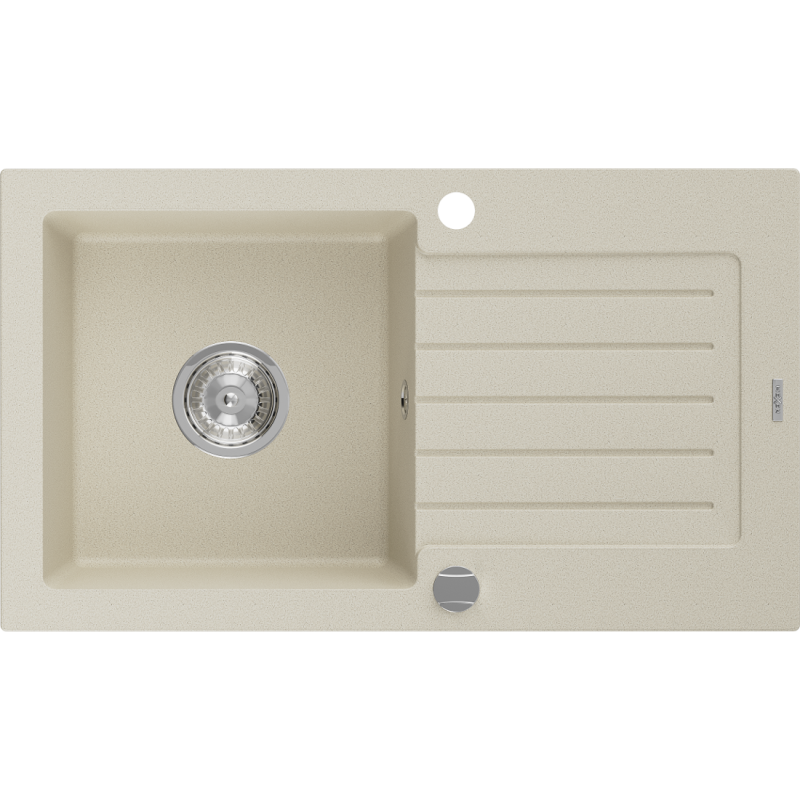 Mexen Pablo Granitspüle 1-Becken mit Abtropffläche 752 x 436 mm, beige, Siphon verchromt - 6510751010-69