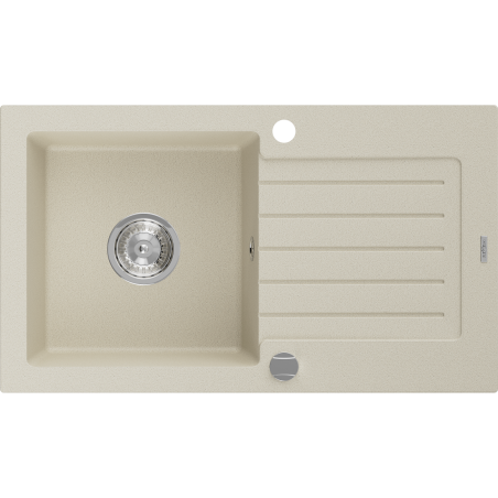 Mexen Pablo Granitspüle 1-Becken mit Abtropffläche 752 x 436 mm, beige, Siphon verchromt - 6510751010-69