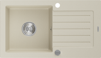 Mexen Pablo Granitspüle 1-Becken mit Abtropffläche 752 x 436 mm, beige, Siphon verchromt - 6510751010-69