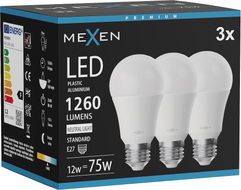 Mexen Nova 3x LED-Glühbirne E27, A60, 12W, Neutral - 4000K, 1260 lm - L100-E27-1240-01x03