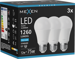 Mexen Nova 3x LED-Glühbirne E27, A60, 12W, Kalt - 6500K, 1260 lm - L100-E27-1265-01x03