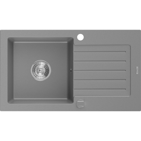 Mexen Pablo Granitspüle 1-Becken mit Abtropffläche 752 x 436 mm, grau, Siphon chrom - 6510751010-71
