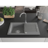 Mexen Pablo Granitspüle 1-Becken mit Abtropffläche 752 x 436 mm, grau, Siphon chrom - 6510751010-71
