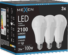 Mexen Nova 3x LED-Glühbirne E27, A70, 20W, Kalt - 6500K, 2100 lm - L100-E27-2065-01x03