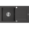 Mexen Pablo granitspüle, 1-beckig mit abtropffläche, 752 x 436 mm, schwarz gesprenkelt, siphon chrom - 6510751010-76