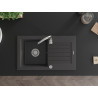 Mexen Pablo granitspüle, 1-beckig mit abtropffläche, 752 x 436 mm, schwarz gesprenkelt, siphon chrom - 6510751010-76