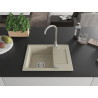 Mexen Enzo granitspüle 1-becken mit abtropffläche 576 x 465 mm, beige, siphon chrom - 6506571005-69
