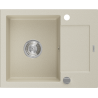 Mexen Enzo granitspüle 1-becken mit abtropffläche 576 x 465 mm, beige, siphon chrom - 6506571005-69