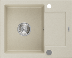 Mexen Enzo granitspüle 1-becken mit abtropffläche 576 x 465 mm, beige, siphon chrom - 6506571005-69