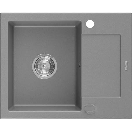 Mexen Enzo Granitspüle 1-Becken mit Abtropffläche 576 x 465 mm, grau, Siphon chrom - 6506571005-71