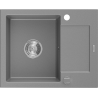 Mexen Enzo Granitspüle 1-Becken mit Abtropffläche 576 x 465 mm, grau, Siphon chrom - 6506571005-71