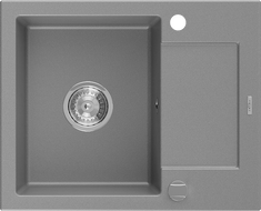 Mexen Enzo Granitspüle 1-Becken mit Abtropffläche 576 x 465 mm, grau, Siphon Chrom - 6506571005-71