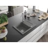 Mexen Enzo Granitspüle 1-Becken mit Abtropffläche 576 x 465 mm, grau, Siphon chrom - 6506571005-71