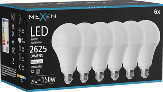 Mexen Nova 6x LED-Glühbirne E27, A95, 25W, Neutral - 4000K, 2625 lm - L100-E27-2540-01x06