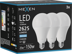 Mexen Nova 3x LED-Glühbirne E27, A95, 25W, Kalt - 6500K, 2625 lm - L100-E27-2565-01x03