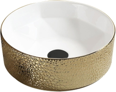 Mexen Clarisa Aufsatzwaschbecken 41 x 41 cm, weiß/gold - 22074153