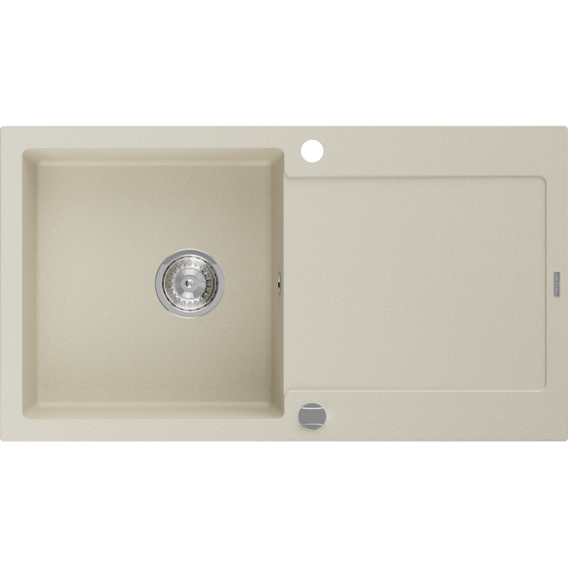 Mexen Leo Granitspüle 1-Becken mit Abtropffläche 900 x 500 mm, beige, Chrom-Siphon - 6501901010-69
