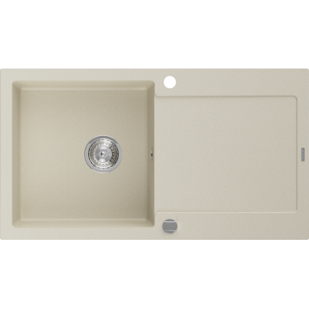 Mexen Leo Granitspüle 1-Becken mit Abtropffläche 900 x 500 mm, beige, Chrom-Siphon - 6501901010-69