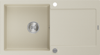 Mexen Leo Granitspüle 1-Becken mit Abtropffläche 900 x 500 mm, beige, Chrom-Siphon - 6501901010-69