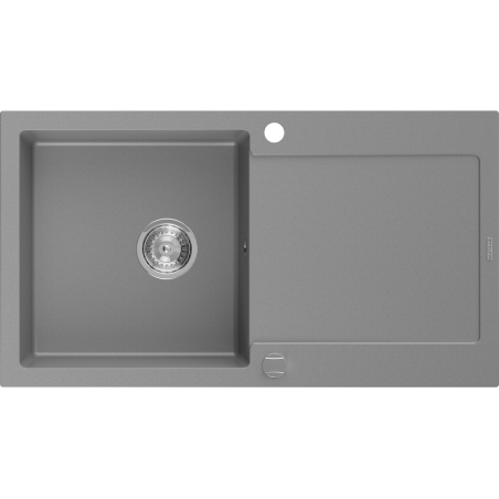 Mexen Leo Granitspüle einbeckig mit Abtropffläche 900 x 500 mm, grau, Siphon Chrom - 6501901010-71