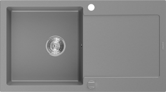 Mexen Leo Granitspüle 1-beckig mit Abtropffläche 900 x 500 mm, grau, Siphon Chrom - 6501901010-71