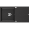 Mexen Leo granitspüle 1-becken mit abtropffläche 900 x 500 mm, schwarz/silber metallic, siphon chrom - 6501901010-73