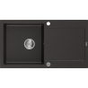 Mexen Leo Granitspüle 1-Becken mit Abtropffläche 900 x 500 mm, schwarz/goldmetallik, Siphon Chrom - 6501901010-75