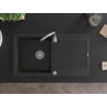 Mexen Leo Granitspüle 1-Becken mit Abtropffläche 900 x 500 mm, schwarz/goldmetallik, Siphon Chrom - 6501901010-75