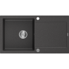 Mexen Leo Granitspüle 1-Becken mit Abtropffläche 900 x 500 mm, schwarz gesprenkelt, Siphon chrom - 6501901010-76