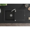 Mexen Leo Granitspüle 1-beckig mit Abtropffläche 900 x 500 mm, schwarz, Siphon Chrom - 6501901010-77