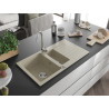 Mexen Matias Granitspüle 1,5-beckig mit Abtropffläche 900 x 505 mm, beige, Siphon Chrom - 6502901505-69