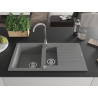 Mexen Matias Granitspüle 1,5-beckig mit Ablage 900 x 505 mm, grau, Siphon chrom - 6502901505-71