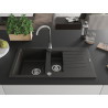 Mexen Matias Granitspüle 1,5-beckig mit Abtropffläche 900 x 505 mm, schwarz/gold metallic, chrom Siphon - 6502901505-75