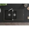 Mexen Matias Granitspüle 1,5-beckig mit Abtropffläche 900 x 505 mm, schwarz/gold metallic, chrom Siphon - 6502901505-75