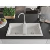 Mexen Mario Granitspüle 2-Kammer 820 x 436 mm, weiß, chrom Siphon - 6504822000-20